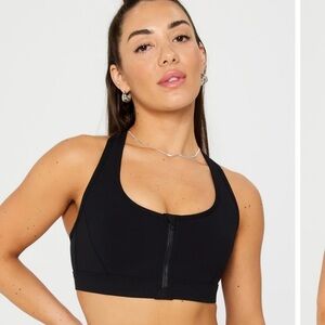 Fabletics Black Zip-Front Sports Bra Size Small